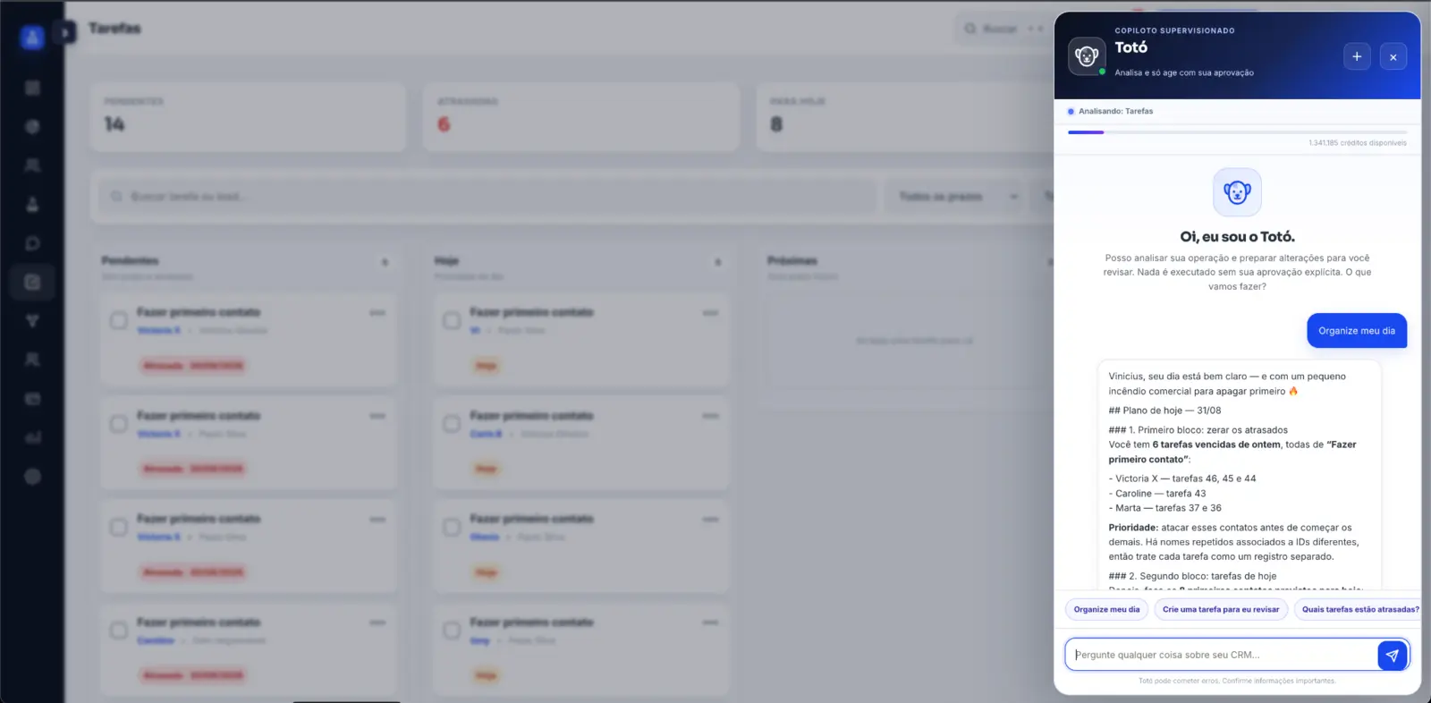 Totó, inteligência artificial do Goolab CRM